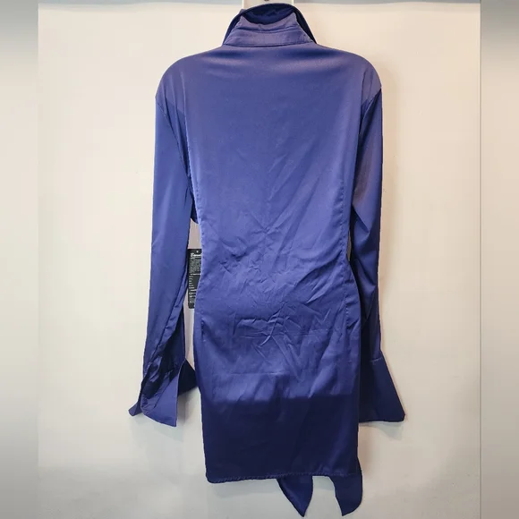 New Sexy Bodycon Wrap Dress Mini Clubbing Party Dress  Satin Size XL - Picture 9 of 10